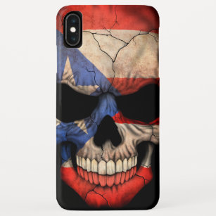Puerto Rico Flag Skull op Black iPhone XS Max Hoesje