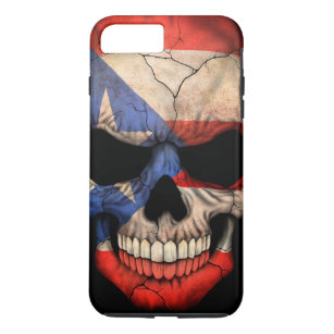 Puerto Rico Flag Skull op Black Case-Mate iPhone Case