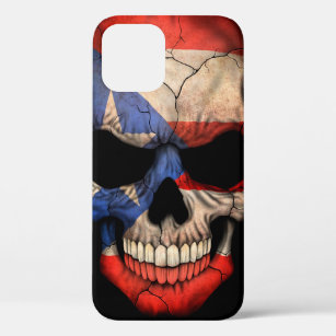 Puerto Rico Flag Skull op Black iPhone 12 Pro Hoesje