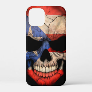 Puerto Rico Flag Skull op Black iPhone 12 Mini Hoesje