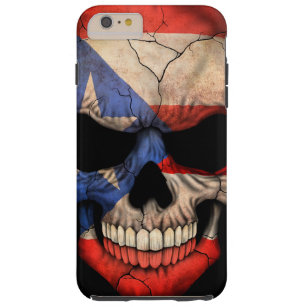 Puerto Rico Flag Skull op Black Tough iPhone 6 Plus Hoesje