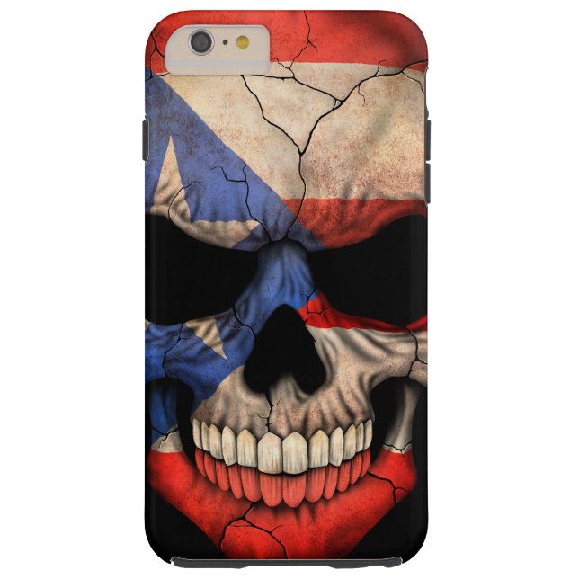 Puerto Rico Flag Skull op Black Case-Mate iPhone Hoesje (Achterkant)