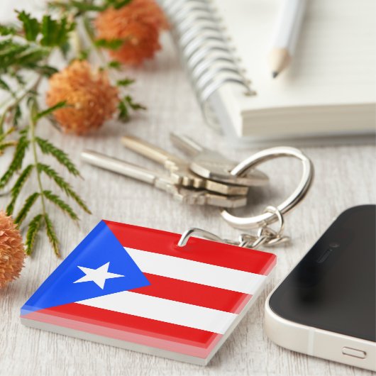 Puerto Rico Flag Sleutelhanger (Voorkant Rechts)