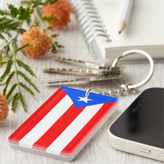 Puerto Rico Flag Sleutelhanger (Voorkant Rechts)
