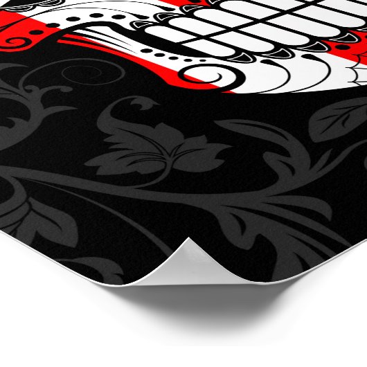 Puerto Rico Flag Sugar Skull met Rozen Poster (Hoek)