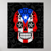 Puerto Rico Flag Sugar Skull met Rozen Poster (Voorkant)