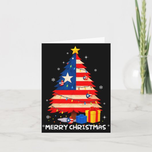Puerto Rico Flag Tree Lights Christmas Pajamas -co Kaart (Voorkant)