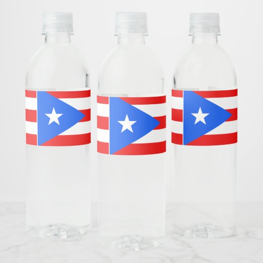 Puerto Rico Flag Waterfles Etiket (Flessen)
