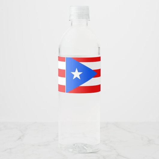 Puerto Rico Flag Waterfles Etiket (Voorkant)