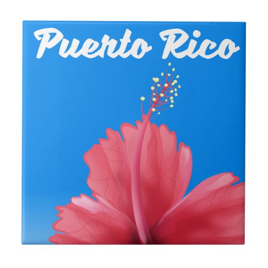 Puerto Rico Flor de maga-reisposter Tegeltje (Voorkant)