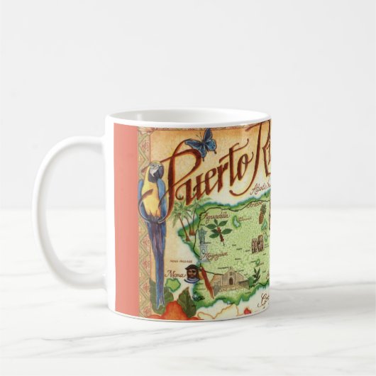 Puerto Rico Geïllustreerde Kaart Mok (Links)