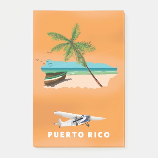 Puerto Rico geïllustreerde kaart reisposter. Post-it® Notes (Voorkant)