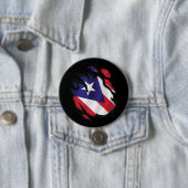 Puerto Rico gescheurde vlag Ronde Button 7,6 Cm (In situ)