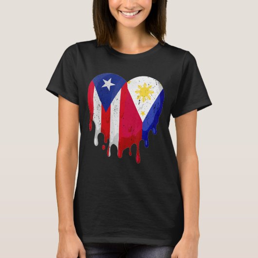 Puerto Rico Greece Flag Heart Citizen Grown Patrio T-shirt (Voorkant)