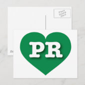 Puerto Rico Green Heart - I Love PR Briefkaart (Voorkant / Achterkant)