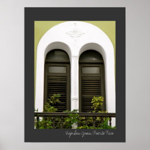 Puerto Rico groene Spaanse architectuur ramen Poster
