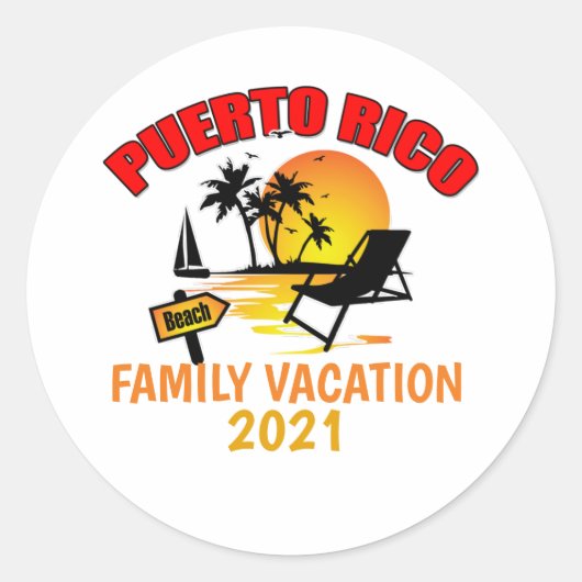 Puerto Rico Group Matching Summer Vaction Custom Ronde Sticker (Voorkant)
