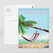 Puerto Rico Hangmat reisposter Briefkaart (Voorkant / Achterkant)