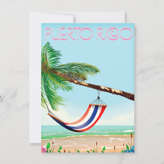 Puerto Rico Hangmat reisposter Kaart (Achterkant)