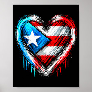 Puerto Rico Hart Puerto Ricaanse Vlag Poster
