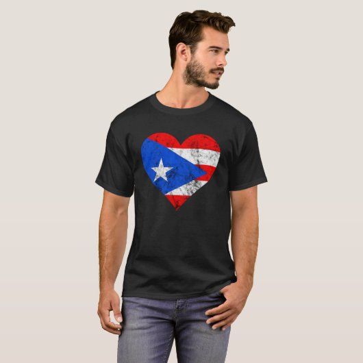 Puerto Rico Hart Puerto Ricaner Puertorro Vlag BO T-shirt (Voorkant volledig)