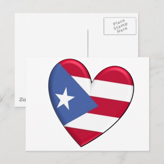 Puerto Rico Heart Flag Briefkaart (Voorkant / Achterkant)