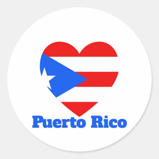 Puerto Rico Heart Flag Ronde Sticker (Voorkant)