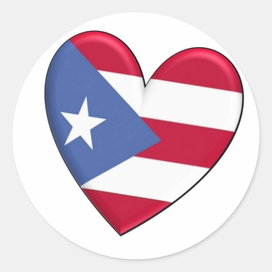 Puerto Rico Heart Flag Ronde Sticker (Voorkant)