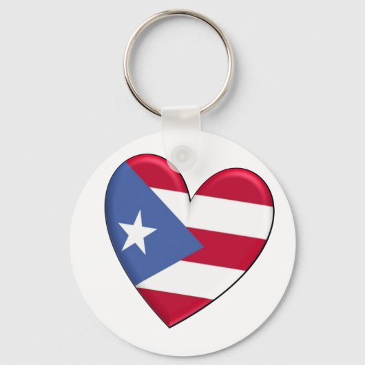 Puerto Rico Heart Flag Sleutelhanger (Voorkant)