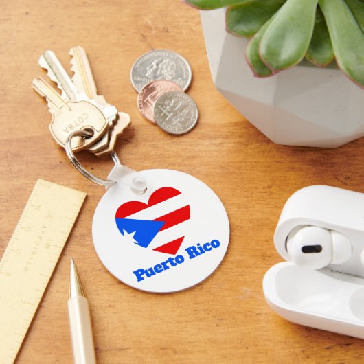 Puerto Rico Heart Flag Sleutelhanger (Bureau)