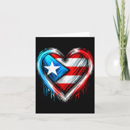 Puerto Rico Heart Puerto Rican Flag  Kaart (Voorkant)