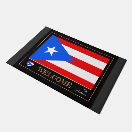 Puerto Rico house mat, Rican Flag Sport / Welkom Deurmat (Schuin)