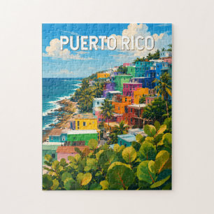 Puerto Rico Illustratie Reis Kunst Vintage Legpuzzel
