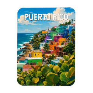 Puerto Rico Illustratie Reis Kunst Vintage Magneet
