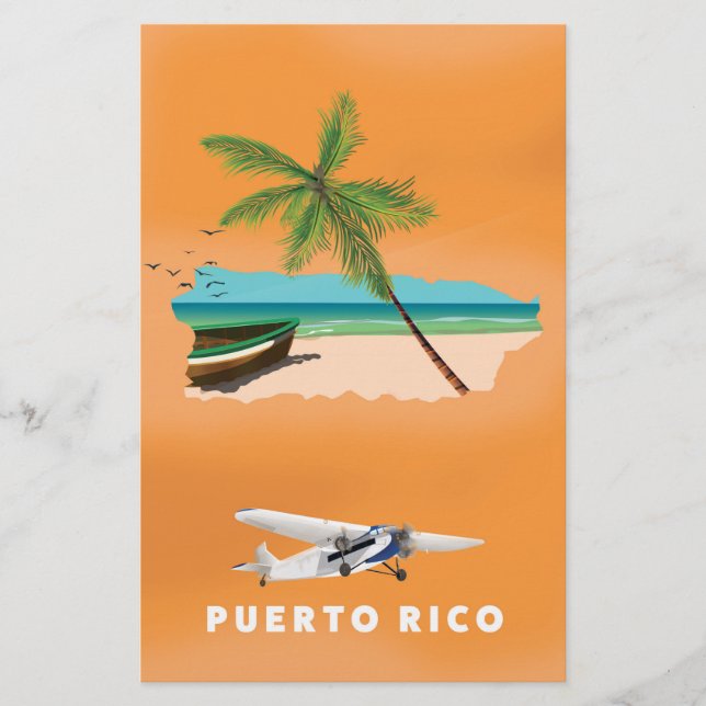Puerto Rico illustreerde kaartreisposter. (Voorkant)