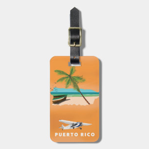 Puerto Rico illustreerde kaartreisposter. Bagagelabel