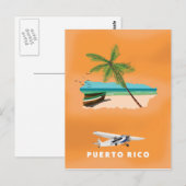 Puerto Rico illustreerde kaartreisposter. Briefkaart (Voorkant / Achterkant)