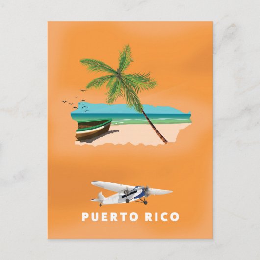 Puerto Rico illustreerde kaartreisposter. Briefkaart (Voorkant)