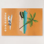 Puerto Rico illustreerde kaartreisposter. Legpuzzel (Horizontaal)