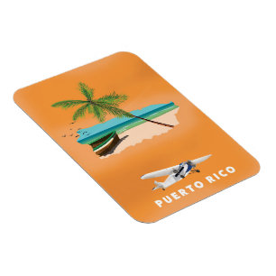 Puerto Rico illustreerde kaartreisposter. Magneet