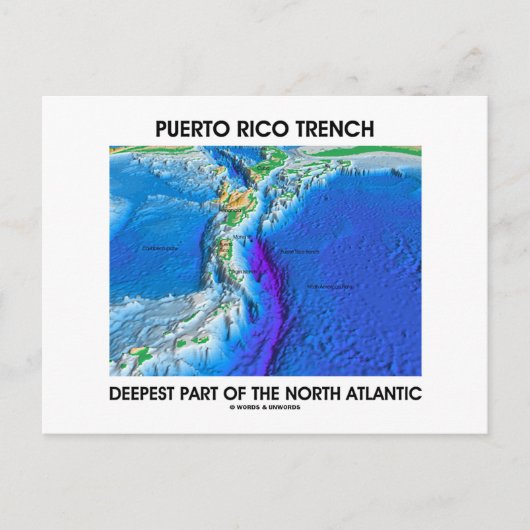 Puerto Rico is het diepste deel van de Atlantische Briefkaart (Voorkant)