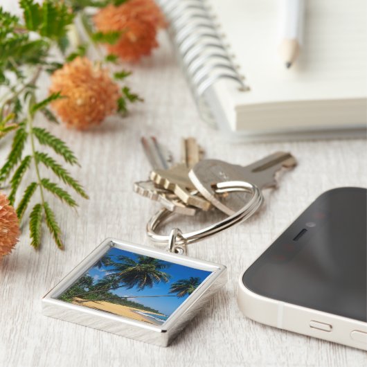 Puerto Rico, Isla Verde, palmbomen. Sleutelhanger (Zijkant)