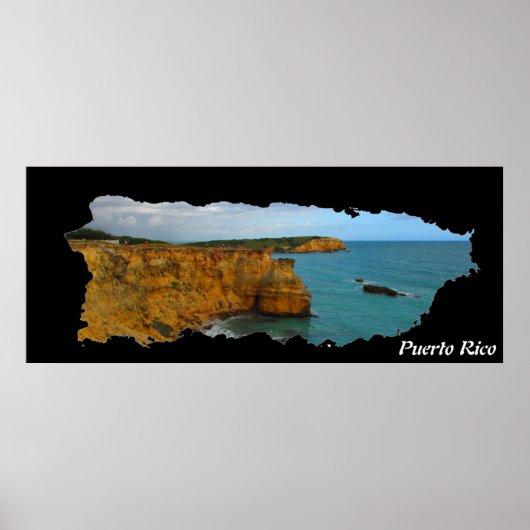 Puerto Rico Island Map Cliffs Poster (Voorkant)