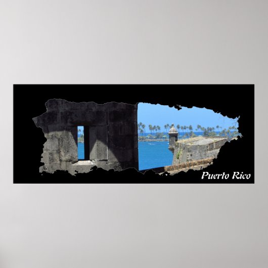 Puerto Rico Island Map El Morro Poster (Voorkant)