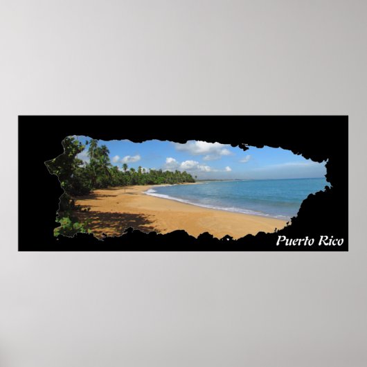 Puerto Rico Island Map Luquillo Beach Poster (Voorkant)