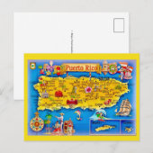 Puerto Rico Island Map Postcard Briefkaart (Voorkant / Achterkant)