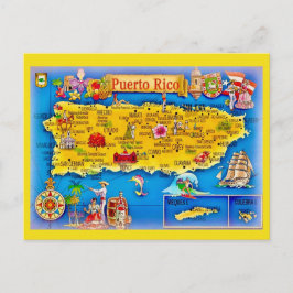  Puerto Rico Island Map Postcard Briefkaart