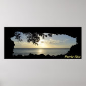 Puerto Rico Island Map Sunset 3 Poster (Voorkant)