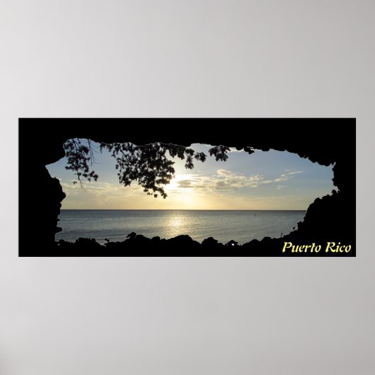 Puerto Rico Island Map Sunset 3 Poster (Voorkant)