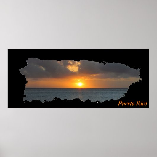 Puerto Rico Island Map Sunset Poster (Voorkant)